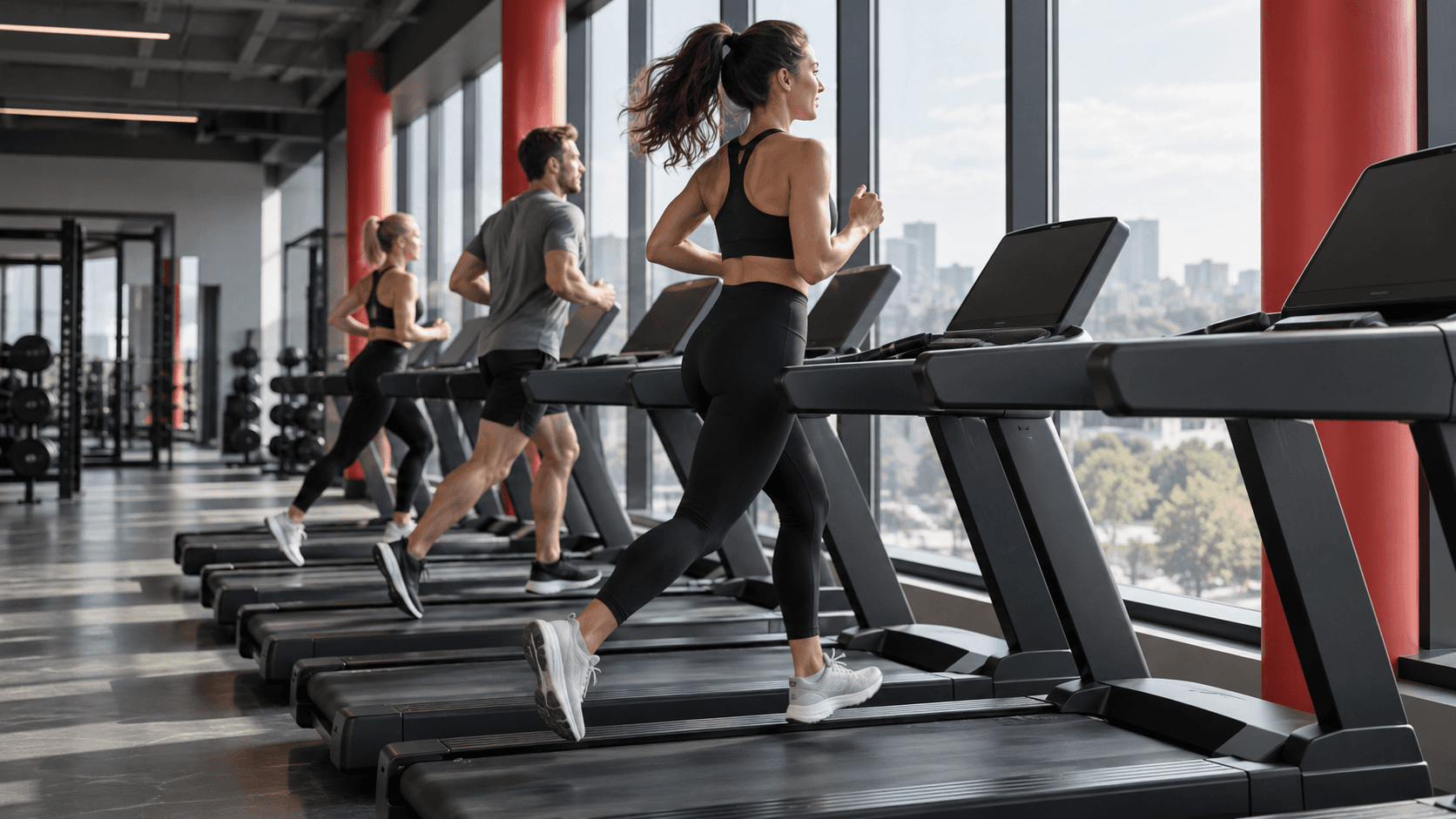 Экраны кардиотренажёров в зале Simple Fit